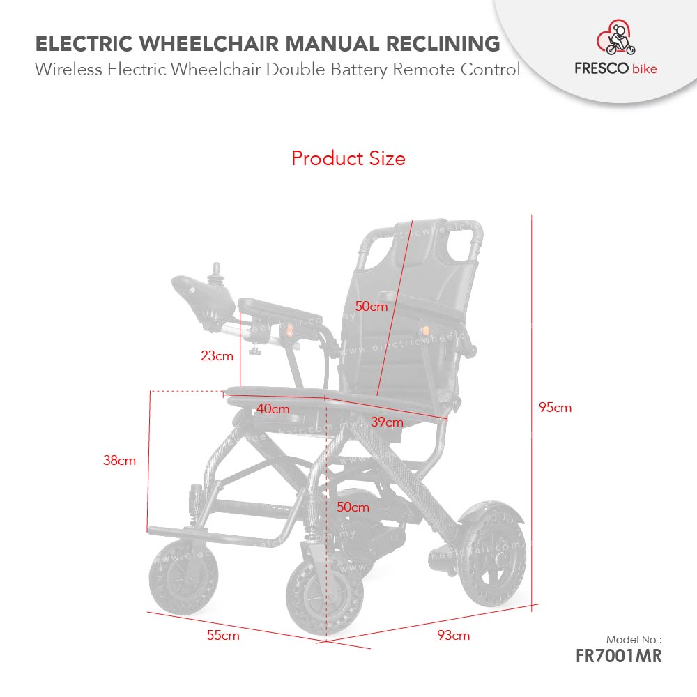 15kg Black Super Lightweight Electric Wheelchair (Carbon Printed)