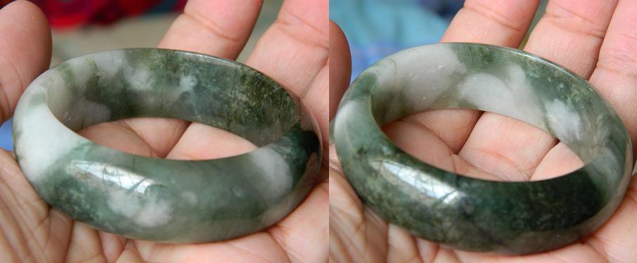 17.5mm big green Jadeite jade bangle -70g (size: 53mm internal)