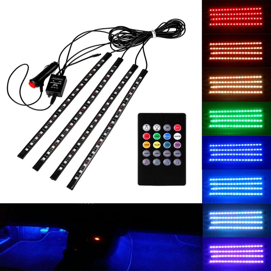 18 LED Car RGB LED Strip Light 4 in 1 Music Control Atmosphere Lamp
