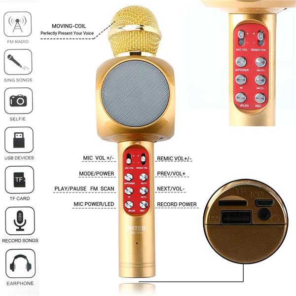 1816 mic Wster WS-1816 Karaoke KTV MIC Portable Bluetooth Speaker M