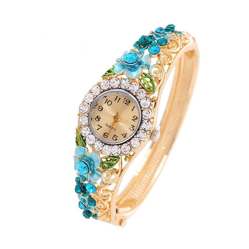 18K Gold Plated Women Wristwatch Bangle Cuff quartz watch relogio feminino