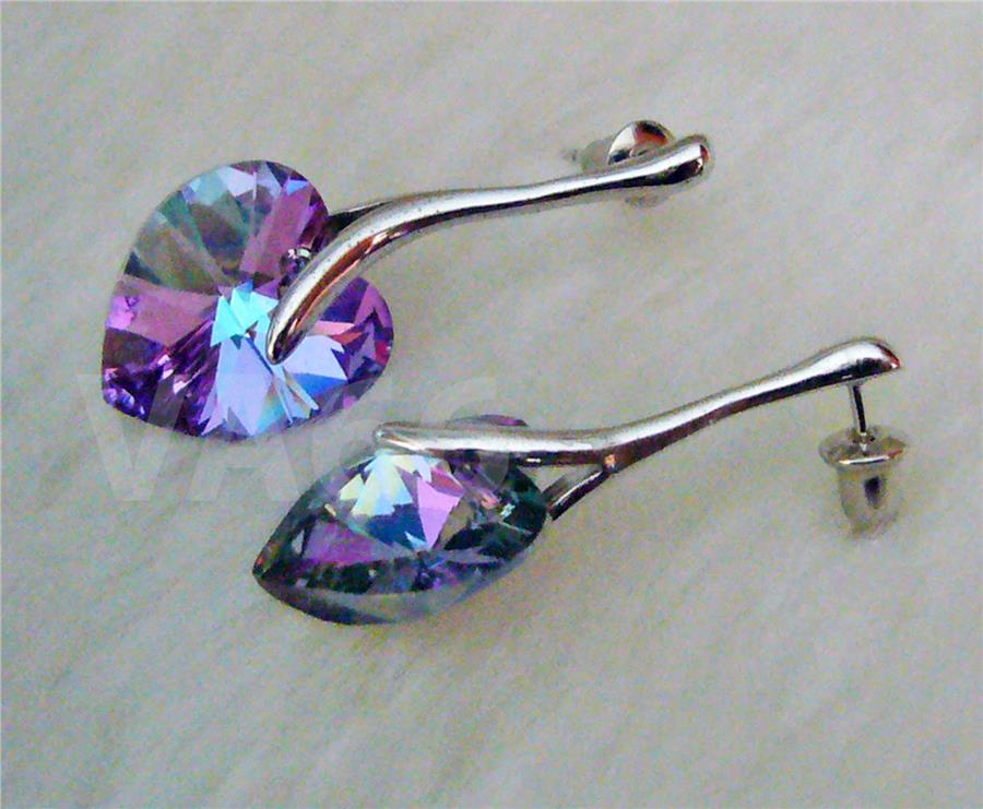 18k Swarovski Crystal Earrings Heart Studs Vl Drop Anting Kristal Jewe 18k Swarovski Crystal Earrings Heart Studs Vl Drop Anting Kristal Jewe