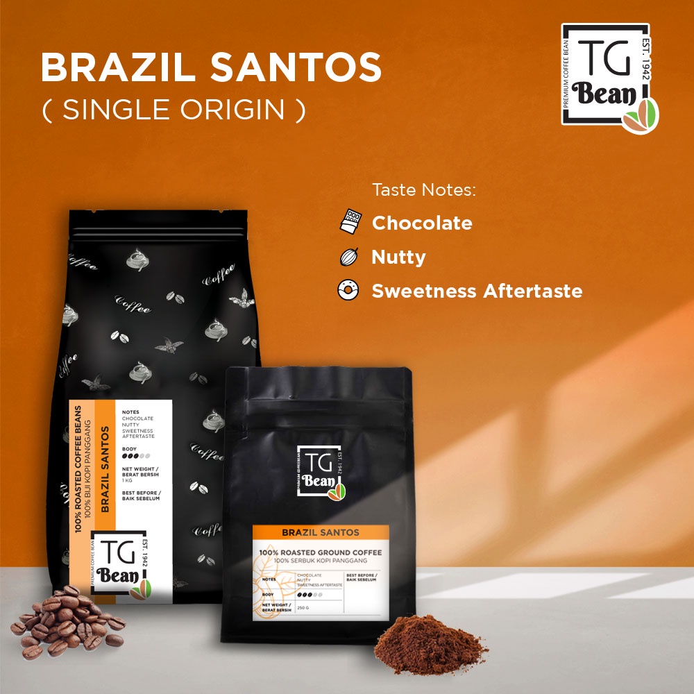 1PACK 250g TG Bean Single ORIGINAL Brazil Santos Arabica /Drip Coffee