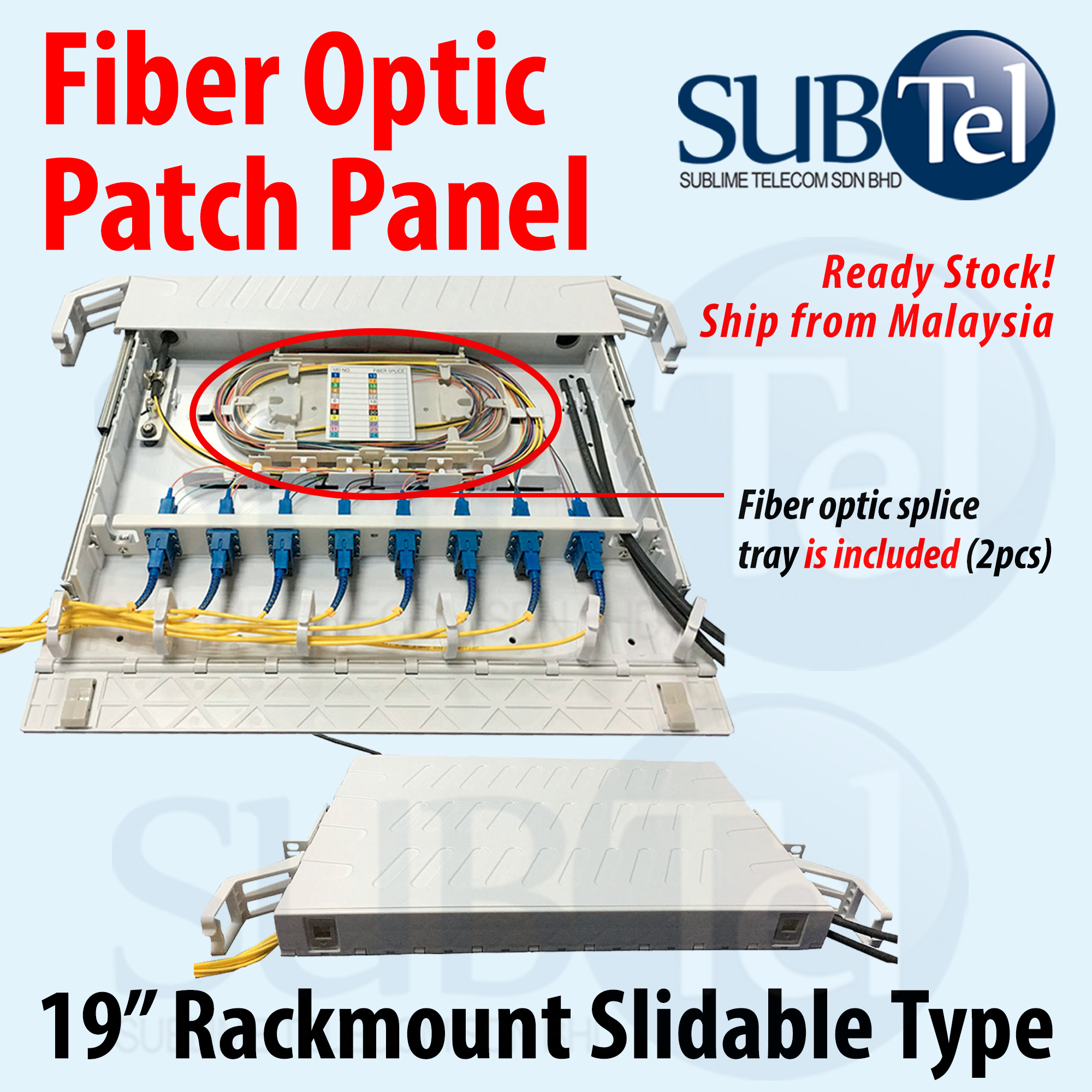 1U 24 Port Fiber Optic Patch Panel 19" Rackmount Slidable Type with SC
