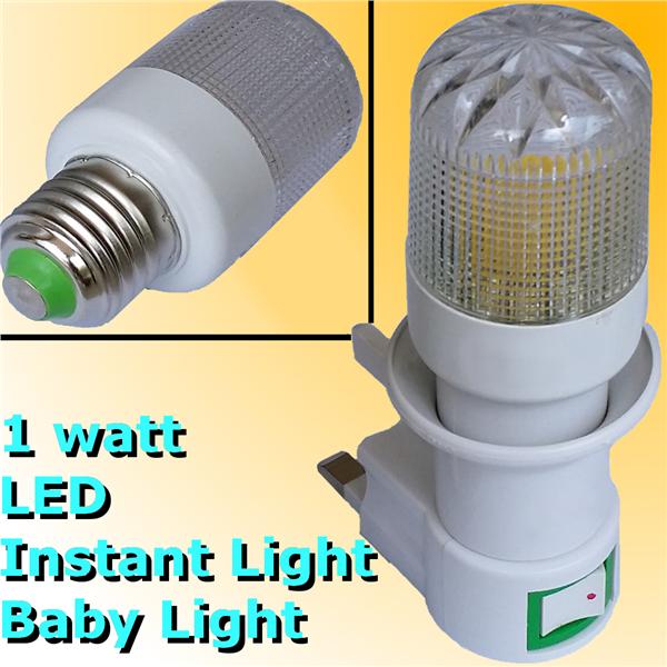 1w LED Baby Lamp E27 240V 13A socket Instant Light FREE Spare Bulb