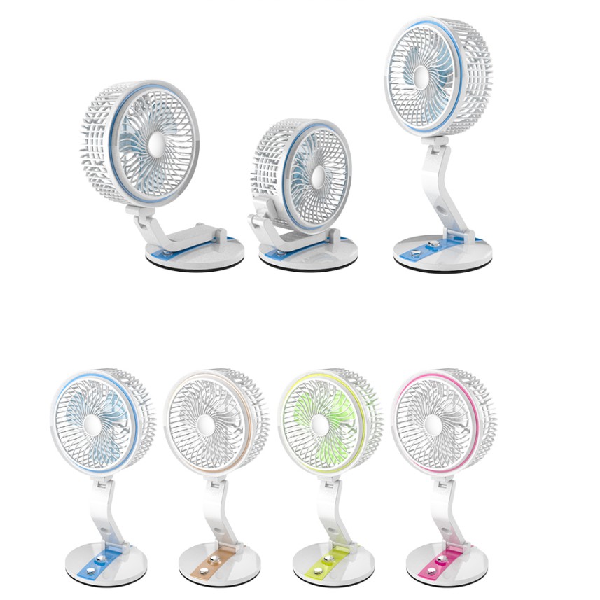 2 IN 1 Adjustable USB Fan With LED Lamp Rechargeable Travel Table Light