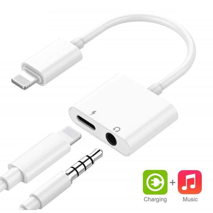 2 in 1 apple iphone lighting Type C Charger Converter to 3.5 mm Headphone Audi