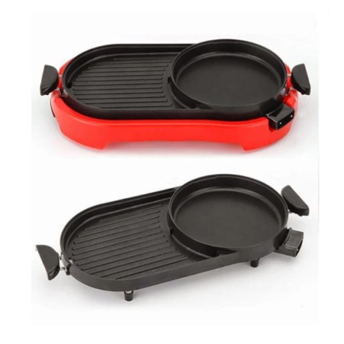 2 in 1 BBQ Non Sticky Electric Grill And Steamboat Combination