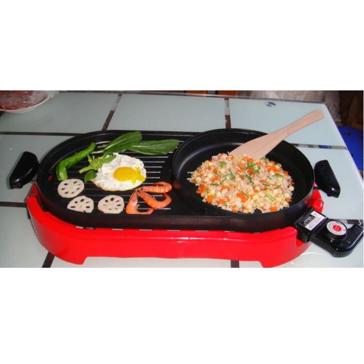 2 in 1 BBQ Non Sticky Electric Grill And Steamboat Combination