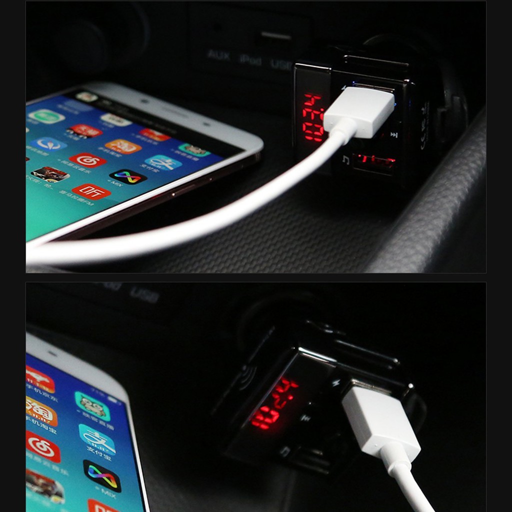 2 In 1 Car Charger Bluetooth MP3 Music Player Phone USB SD AUX FM Transmitter 