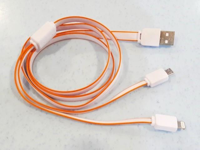 2 in 1 Micro USB Mobile Data Charging Cable iPhone Samsung Android