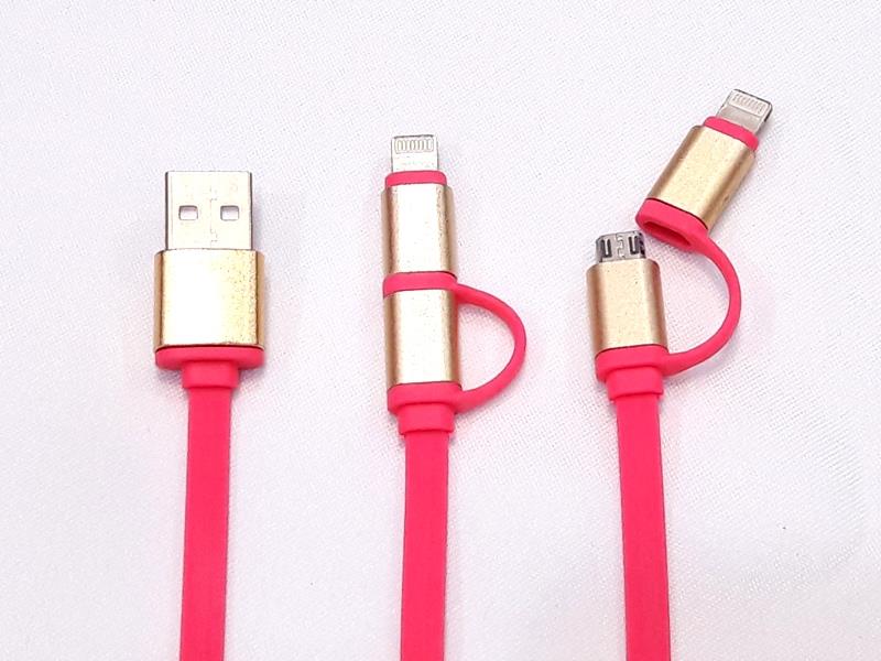 2 in 1 Micro USB Mobile Data Charging Cable for iPhone Samsung Android