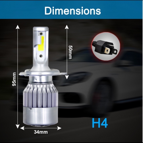 2 Pieces C6 LED Headlight H4 H7 H8 H11 HB3 HB4 9006 Car LED Bulb 7600LM 6000K