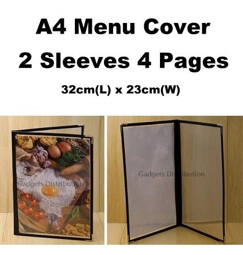 2 Sleeves Sheets 4 Pages A4 Restaurant Transparent Menu Cover 2464.1