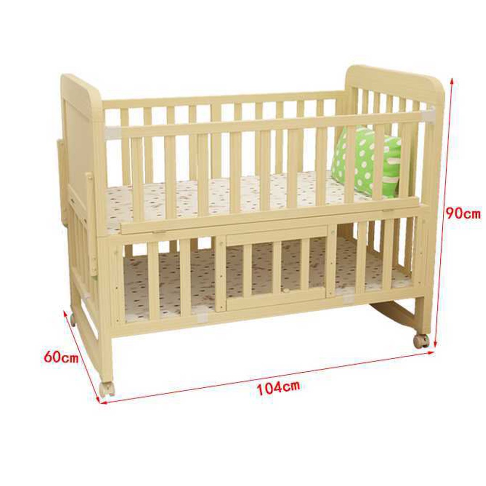 2 Tiers Natural Wooden 2 In 1 Cradle Baby Cot Katil Bayi