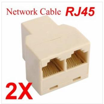 2 X New RJ45 CAT 5 6 LAN Ethernet Splitter Connector Adapter PC