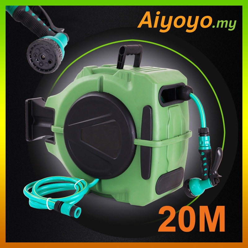 20m Auto Rewind Retractable Garden Hose Reel Rewinding Driveway Car Wa 20m Auto Rewind Retractable Garden Hose Reel Rewinding Driveway Car Wa