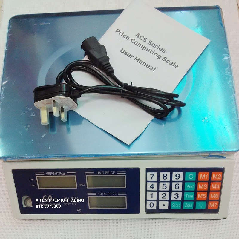 24 Keys LCD Digital Price Computing weighing Scale 40kg Rechargeable