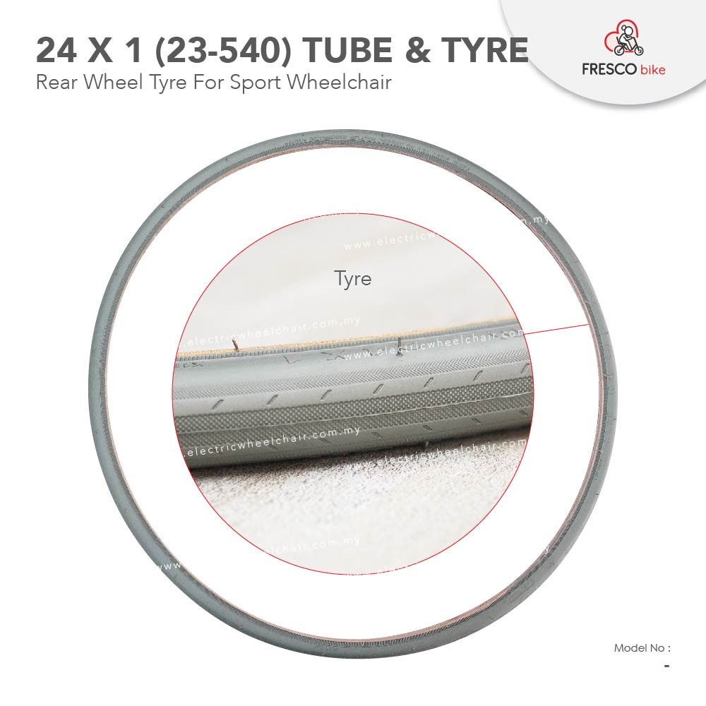 24 X 1 (23-540) Tube &amp; Tyre Rear Wheel Tyre For Sport Wheelchair