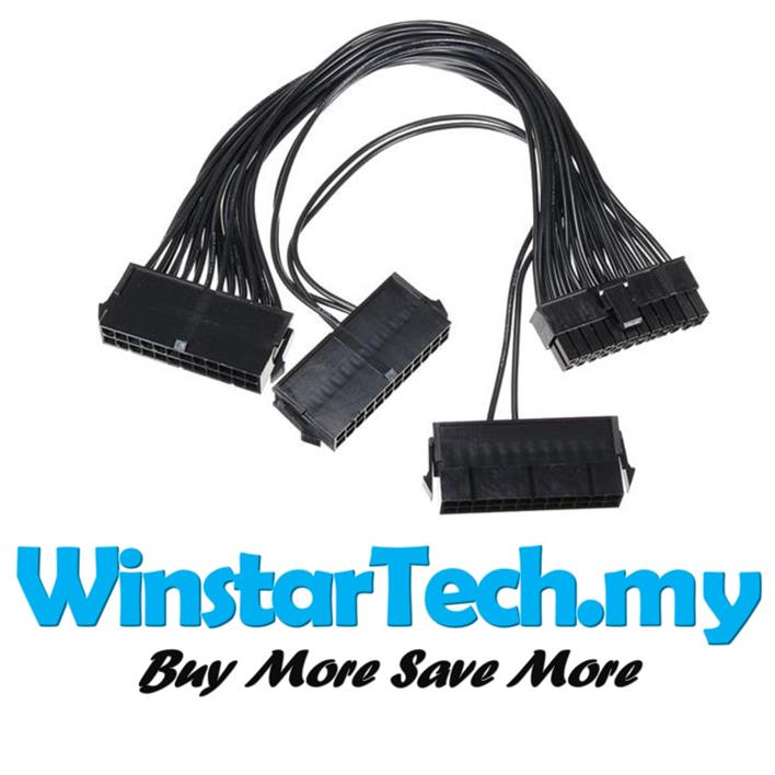24Pin 24 Pin Triple 3 PSU ATX Power Supply Adapter Cable 18AWG Wire