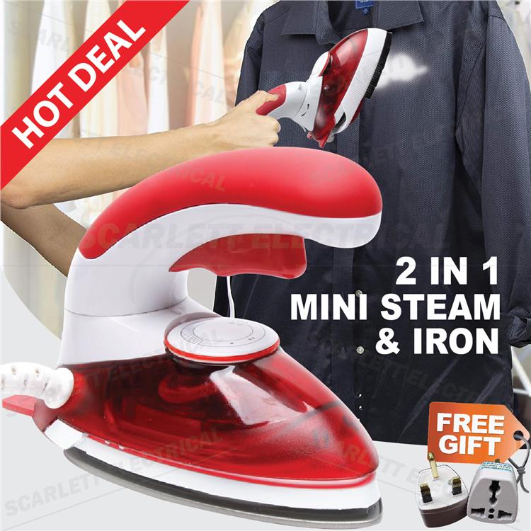 2in1 Mini Travel Iron Steam Clothes Rotatable Adjustable Temperature