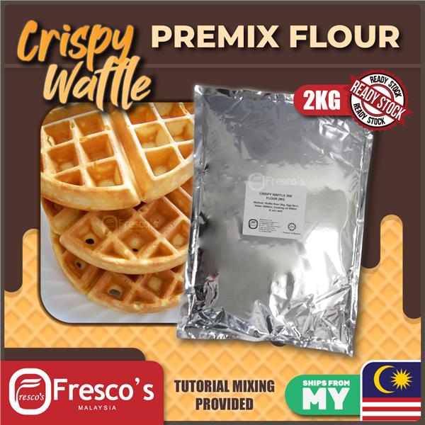2KG Crispy Waffle Premix Powder Flour Cake Dessert Snack Cream Paste