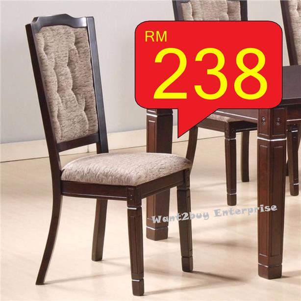 2pc Cazorla Solid Wood Cushion Seat Dining Chair Kerusi Makan