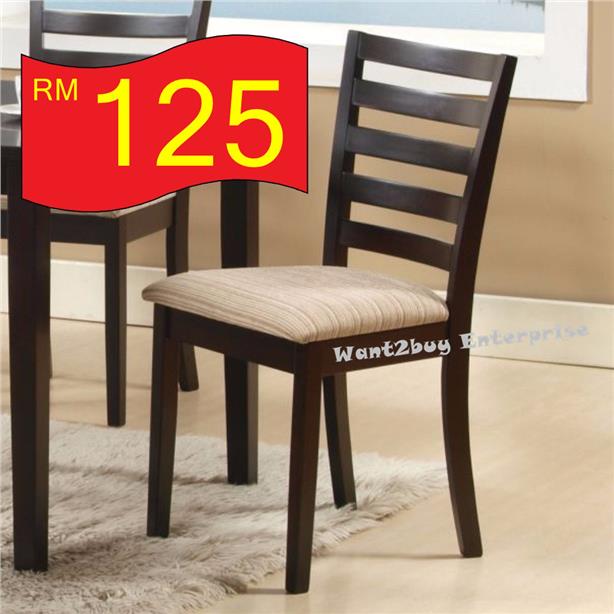 2pc New Ocean Solid Wood Cushion Seat Dining Chair Kerusi Makan