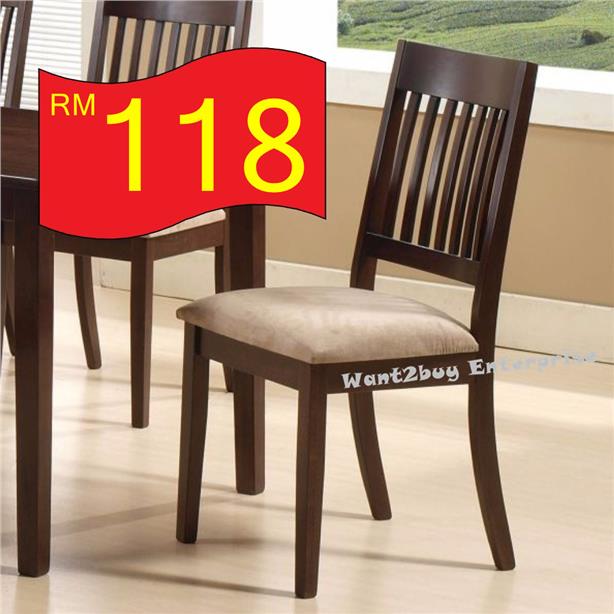 2pc Shervan Solid Wood Cushion Seat Dining Chair Kerusi Makan