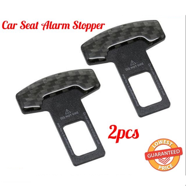 2pcs Safety Belt Buckles Real Carbon Fiber Car Seat Alarm Canceler Stopper