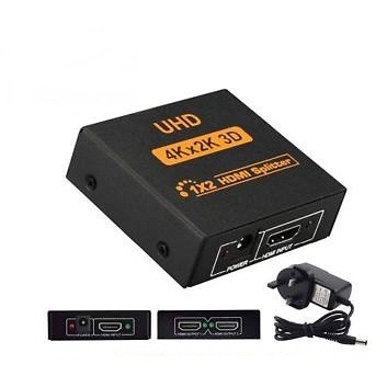 2Port 4K 3D HDMI Splitter With UK Power Adapter For Projector Monitor