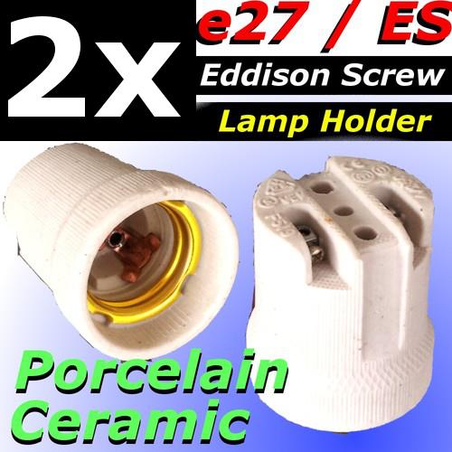2x Ceramic Porcelain E27 Lamp Holder Edison Screw ES Bulb Light 250V