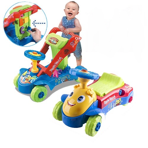 3 IN 1 My 1st Steps Push And Ride Baby Walker Ride On Car Toy Blue