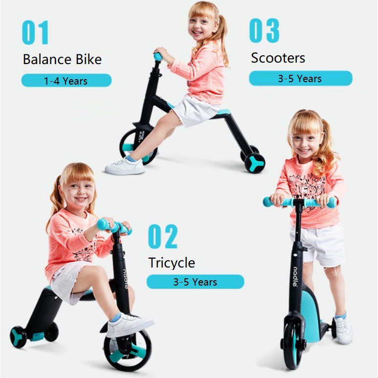 3 IN 1 Baby Children Bike Balance Car Scooters Tricycle 2-6 Years