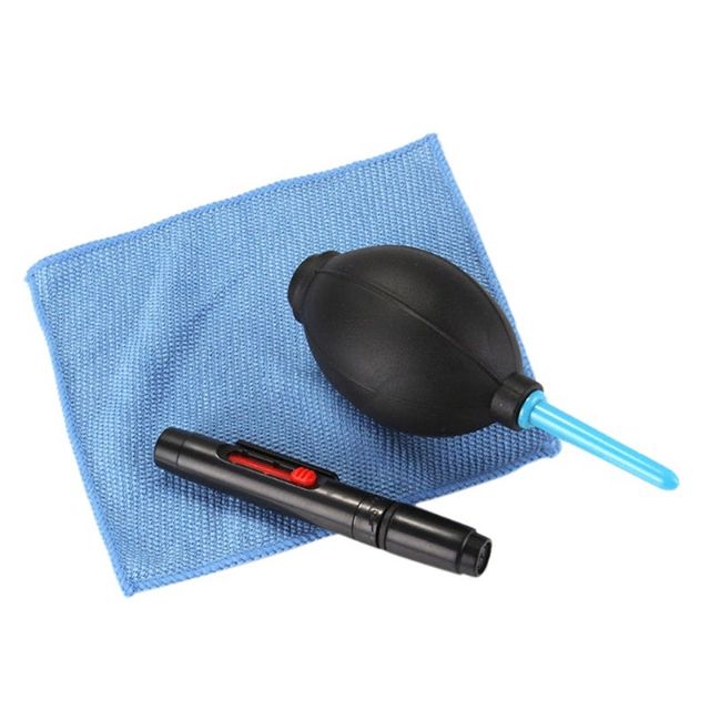 3 In 1 Lens Pen Cleaning Cleaner Dust Pen + Blower + Cloth Kit For Camera