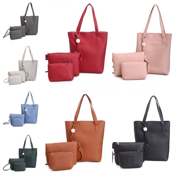 3 in 1 Retro Bags Set PU Shoulder Sling Pouch Beg