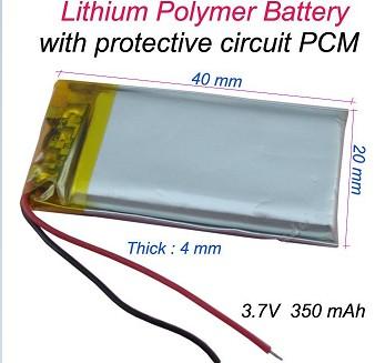 3.7V 350 mAh Polymer Li ion battery LiPo For Mp4 GPS Bluetooth Pen