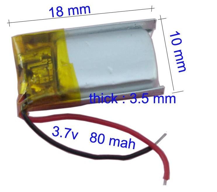 3.7V 80 mAh Polymer Li ion battery For GPS headset pen Bluetooth