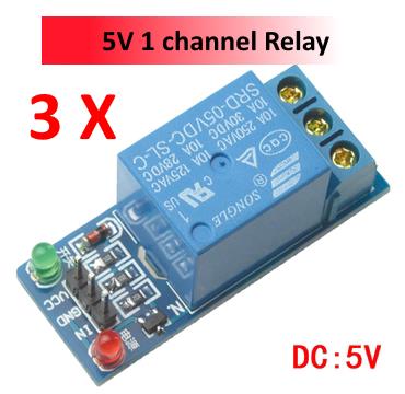 3 units 5V 1-Channel Relay Module active low for Arduino ARM PIC