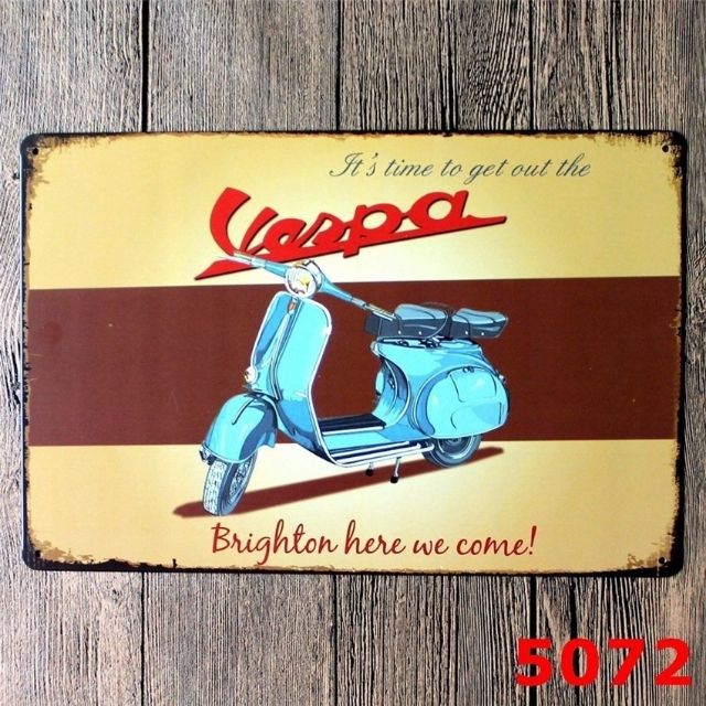 30*20cm Motorcycle Vespa Craft Iron Painting Wall Poster Metal Tin Signs