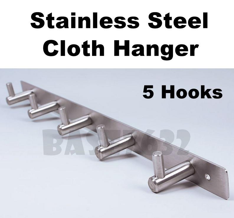 304 Stainless Steel 5 Hook Bathroom Cloth Hook Wall Hanger 1438.1 