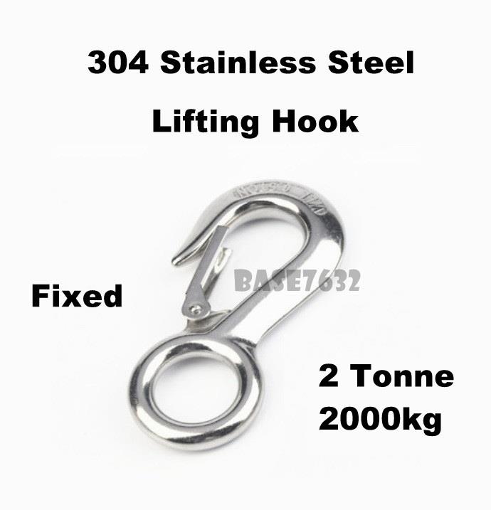 304 Stainless Steel Fixed Eye Lifting Hook 200kg 2 Tonne Ton 2T 2295.1