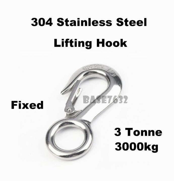 304 Stainless Steel Fixed Lifting Hook 3000kg 3 Tonne Ton 3T 2296.1