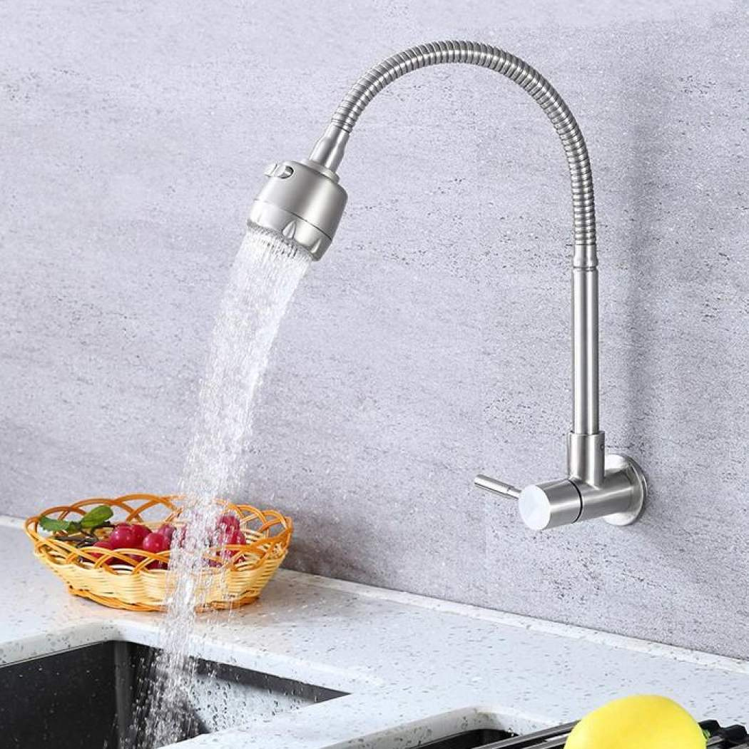 304 Stainless Steel Flexible Wall Mounted Kitchen Faucet Water Tap