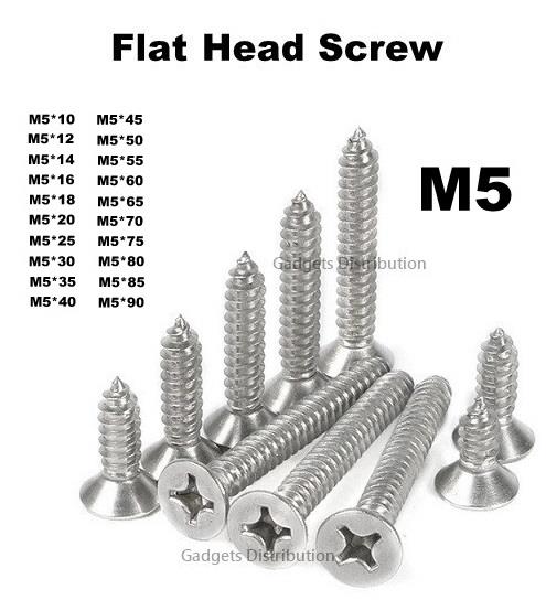304 Stainless Steel M5 Flat Head Cross Head Screw M5*10-90 2685.1