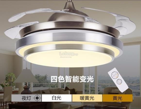 36 42 Inch Retractable Ceiling Fan W 4 Colors Led Light And Remote