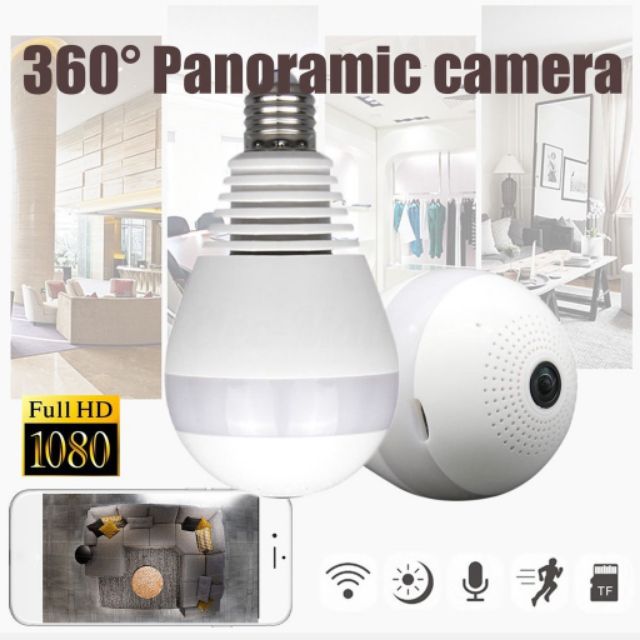 360degree Panoramic 1080P Hidden IR Camera Light Bulb Wifi FishEye CCTV Securi