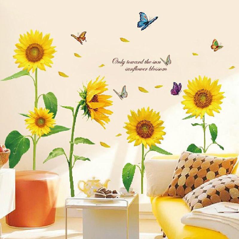 3d Butterfly Sunflower Wall Sticker Home Decor Removable Living Room N