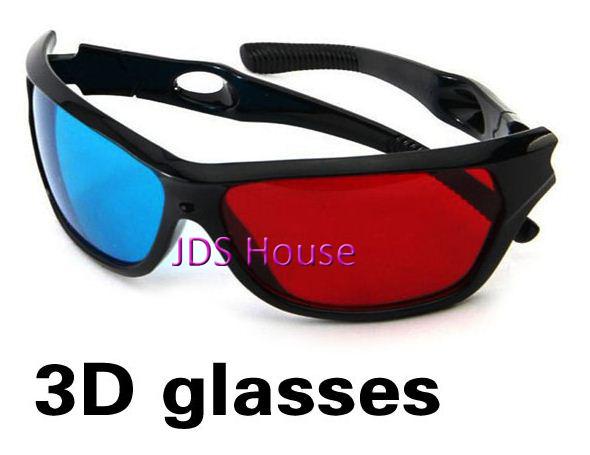 3D digital video Glasses Plastic Frame Resin Lens Blue+Red