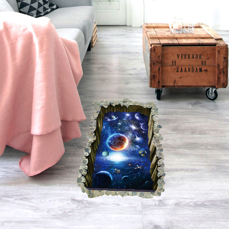 3d Space Floor Wall Sticker For Bedroom Adhesive Wooden Waterproof Wal